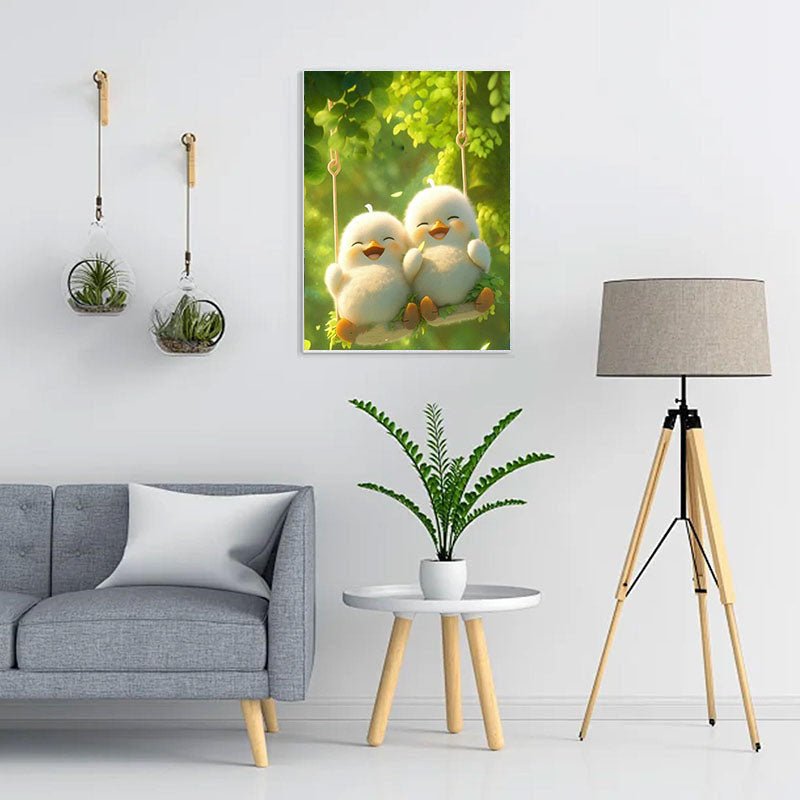 Diamond Painting-Vogel auf der Schaukel