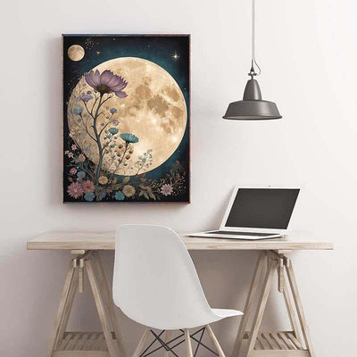 Diamond Painting-Vollmond mit Blumen