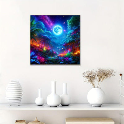 Diamond Painting-Wald im Mondlicht