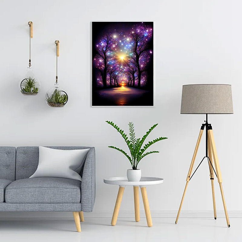 Diamond Painting-Wald im Sonnenuntergang