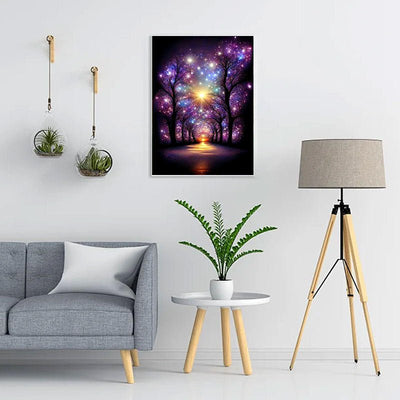 Diamond Painting-Wald im Sonnenuntergang