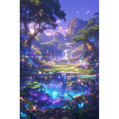 Diamond Painting-Wasserfalllandschaft