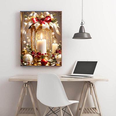 Diamond Painting-Weihnachtliche Laterne mit Kerzen