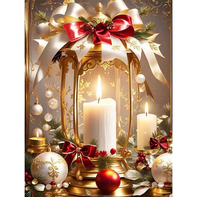 Diamond Painting-Weihnachtliche Laterne mit Kerzen