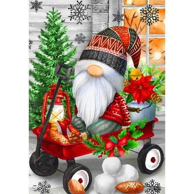 Diamond Painting-Weihnachtswichtel im Schlitten