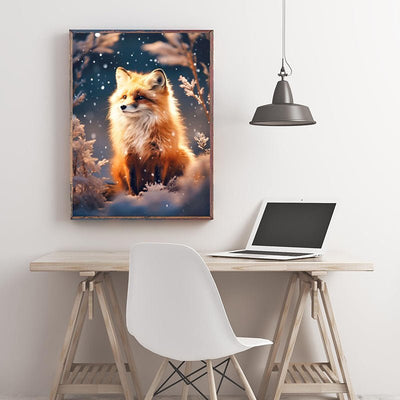 Diamond Painting-Winterfuchs im Schneegestöber
