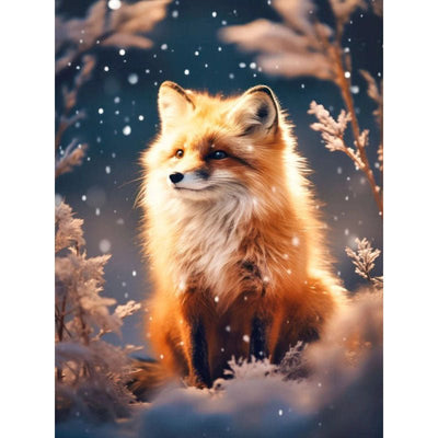 Diamond Painting-Winterfuchs im Schneegestöber