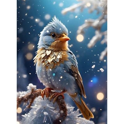 Diamond Painting- Wintervogel im Schnee