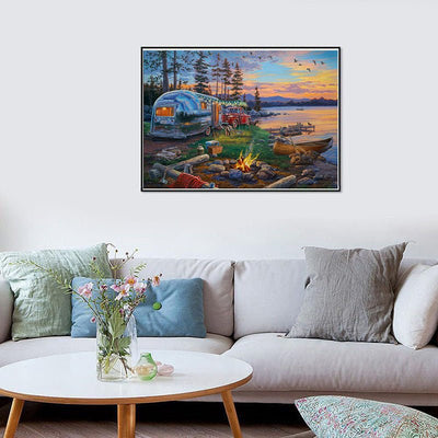 Diamond Painting-Wohnmobil am Fluss