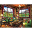 Diamond Painting-Wohnzimmer mit Bergblick