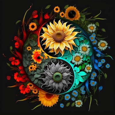 Diamond Painting-Yin-Yang-Sonnenblume - Jetzt bei diamondspainting kaufen