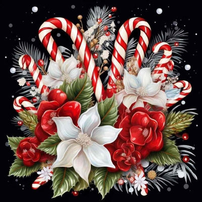 Diamond Painting-Zuckerstangen & Winterblüten