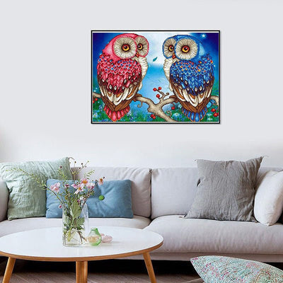 Diamond Painting-zwei Eulen