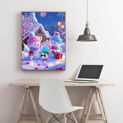 Diamond Painting-Zwei Schneemänner in Liebe