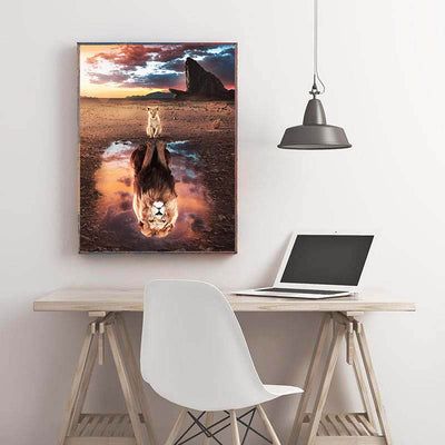 Diamond Painting-Löwenjunges mit Spiegelbild