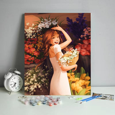 Malen nach Zahlen -Blumenmädchen - Jetzt bei diamondspainting kaufen