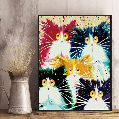 Malen nach Zahlen -Bunte Katzenbande - Jetzt bei diamondspainting kaufen