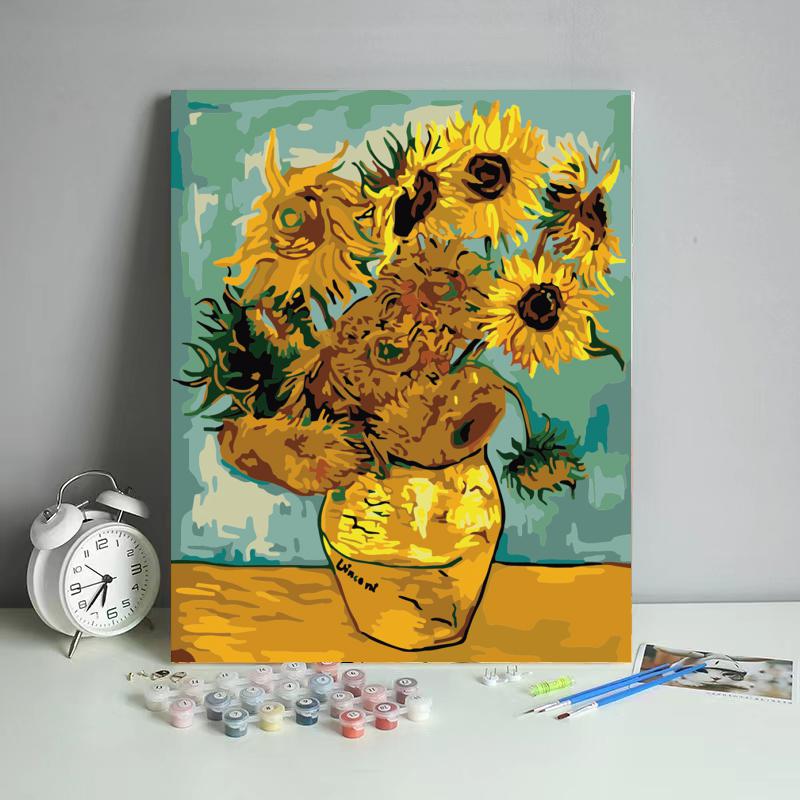 Malen nach Zahlen -Goldene Sonnenblumen - Jetzt bei diamondspainting kaufen