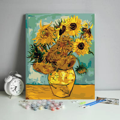 Malen nach Zahlen -Goldene Sonnenblumen - Jetzt bei diamondspainting kaufen