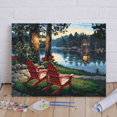 Malen nach Zahlen - Romantik am Waldsee - Jetzt bei diamondspainting kaufen