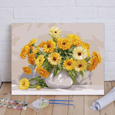 Malen nach Zahlen -Strahlende Ringelblumen - Jetzt bei diamondspainting kaufen