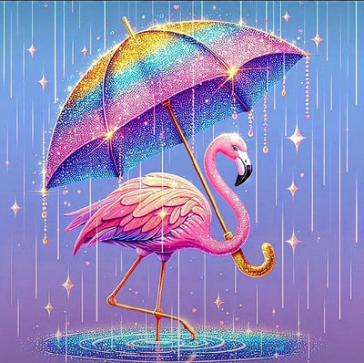 Strass-Kranich mit Regenschirm - Jetzt bei diamondspainting kaufen