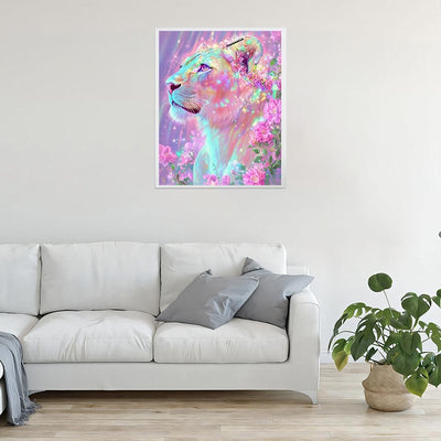 Voll AB Diamond Painting-Blütenlöwin