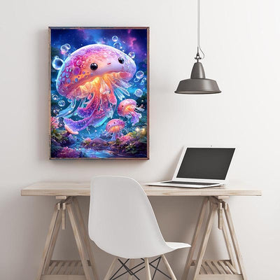 Voll AB Diamond Painting-Magische Quallen im Sternenmeer