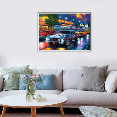 Voll AB Diamond Painting-Muscle Cars bei Nacht