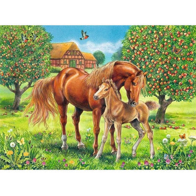 Voll AB Diamond Painting-Pferdeliebe im Obstgarten