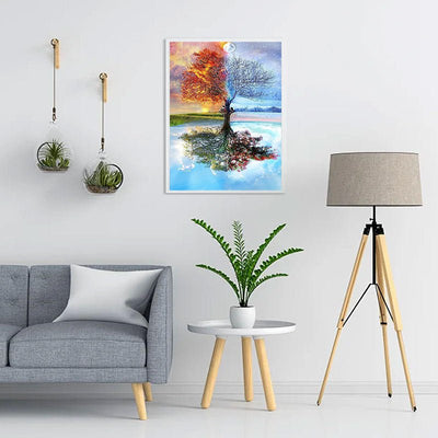 Voll AB Diamond Painting-Spiegelung im See
