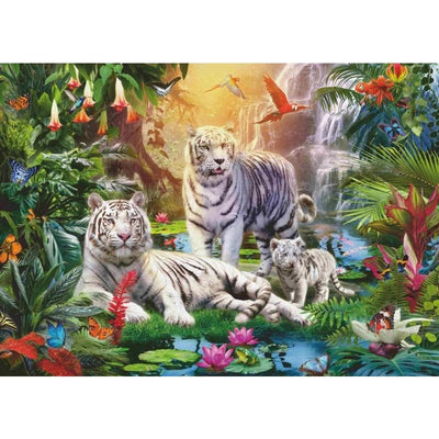Voll AB Diamond Painting-Weiße Tiger im Dschungelparadies